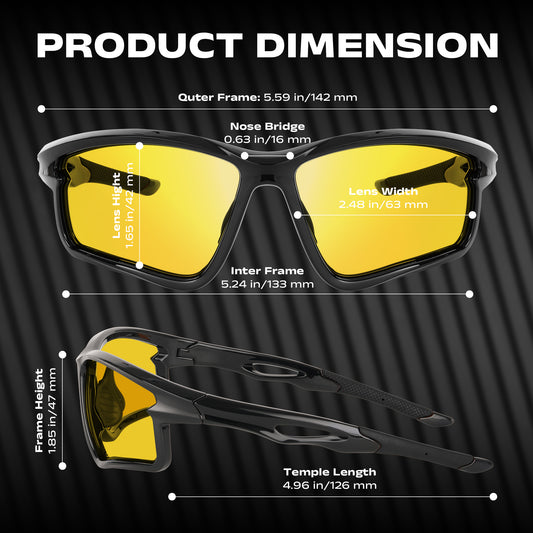 AMBEYE TR Sports Night Vision Glasses with Yellow Polarized Lens – Anti-Glare Cycling, Running, Fishing & Driving Eyewear, Lightweight TR90 Frame, Non-Slip Air Vent Design for Men/Women