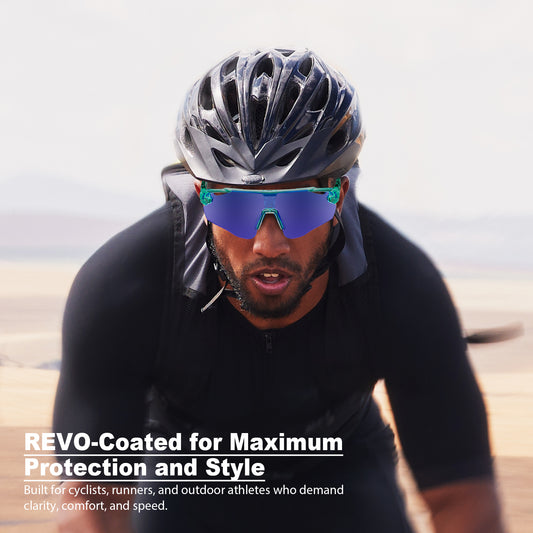 AMBEYE Photochromic Sports Sunglasses – Interchangeable REVO Mirror Lenses, UV400 Protection, TR90 Wraparound Half Frame, Y2K Futuristic Style for Cycling Running Hiking Men Women, Smoke Grey