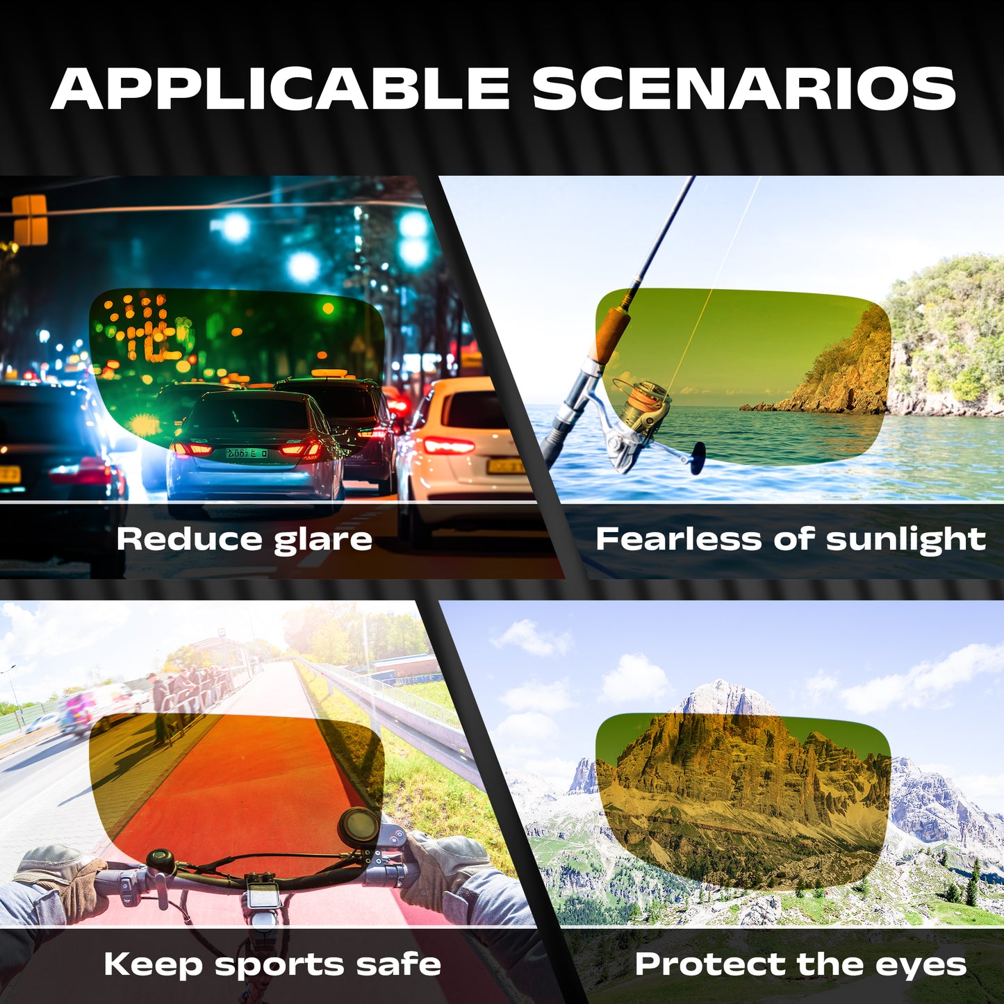 AMBEYE TR Sports Night Vision Glasses with Yellow Polarized Lens – Anti-Glare Cycling, Running, Fishing & Driving Eyewear, Lightweight TR90 Frame, Non-Slip Air Vent Design for Men/Women
