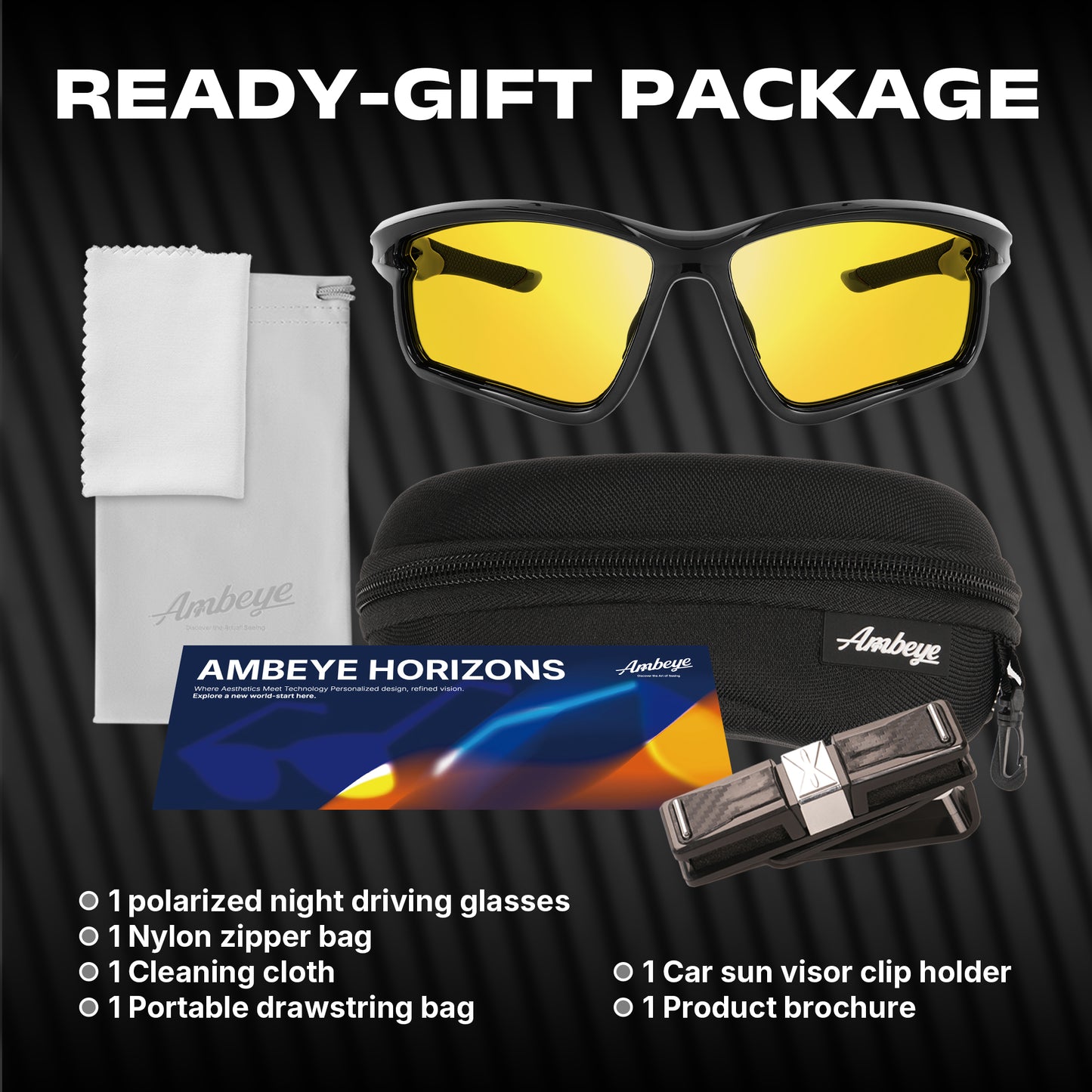 AMBEYE TR Sports Night Vision Glasses with Yellow Polarized Lens – Anti-Glare Cycling, Running, Fishing & Driving Eyewear, Lightweight TR90 Frame, Non-Slip Air Vent Design for Men/Women