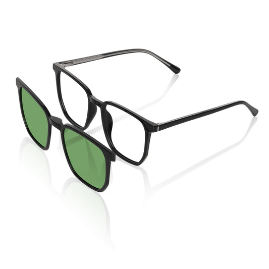 AMBEYE TR90 Lightweight Blue Light Blocking Glasses with Magnetic Green Migraine Relief Clip-On & UV400 Protection, Stylish Unisex Frame for Men and Women(Tortoiseshell）